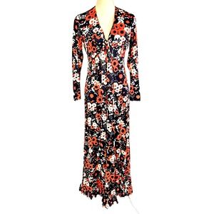 Vintage Handmade Vibrant Colors 60s 70s Maxi Day Floral Party Mod Dress
